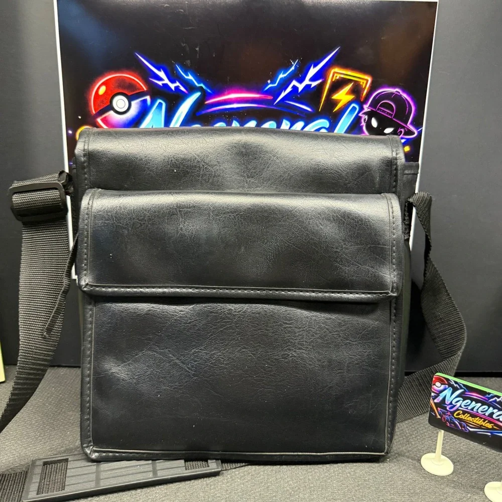 Vintage Video Matic Black Faux Leather Camera Messenger Bag Adjustable Strap
